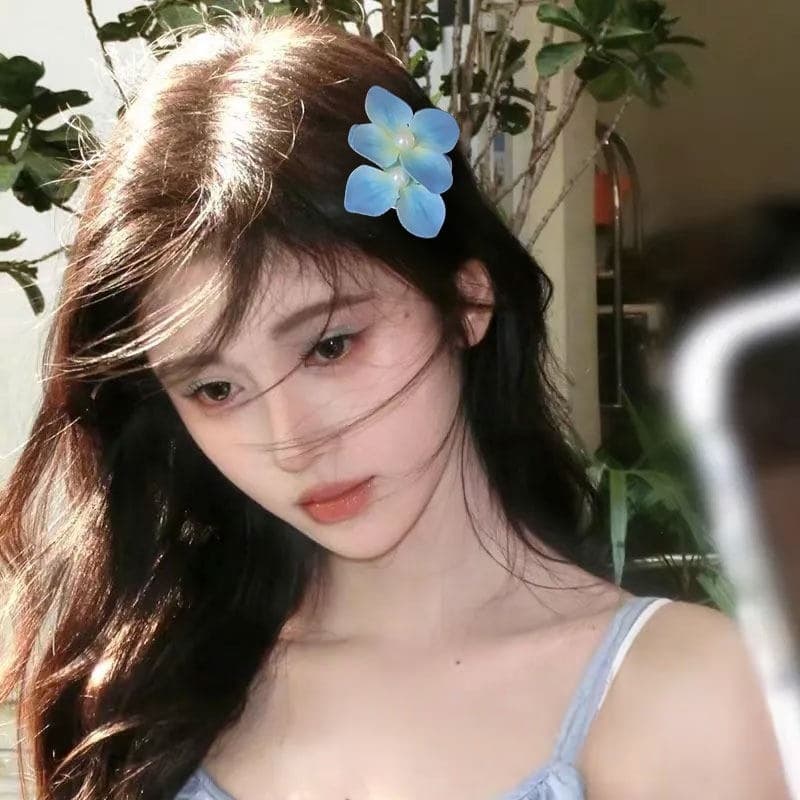 กิ๊บติดผม กิ๊บดอกไม้ แฟชั่น dopamine หวาน ลายดอกไม้ มุก สีสันสดใส ชายทะเล วันหยุดพักผ่อน ชายหาด รูปที่ 3