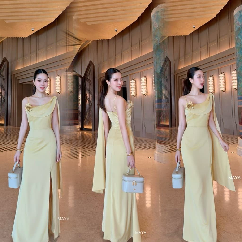 ชุดสไบ ชุดเพื่อนเจ้าสาว เข้าแล้วค่า MAYA s-xl ชุดไปงานแต่ง + ดอกไม้ G137 รูปที่ 8