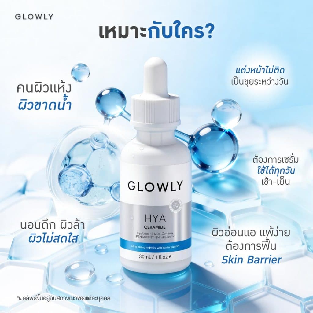 ใหม่ GLOWLY เซรั่มไฮยา 16 โมเลกุล HYA Ceramide Serum 30 ml. เติมน้ำลึก ให้ผิวอิ่มฟูยาวนาน สุขภาพดี รูปที่ 5