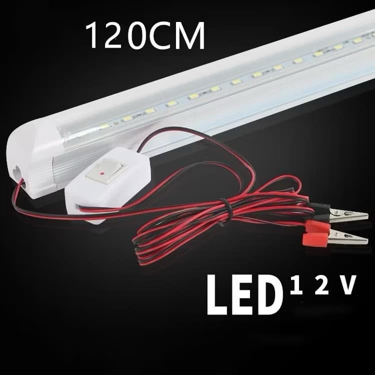 ชุดหลอดไฟ พร้อมสาย ปากคีบแบต LED T8 12V DC ขนาด 30/60/120 cm.แสงขาว/แสงเหลือง สายยาว2เมตร รูปที่ 2