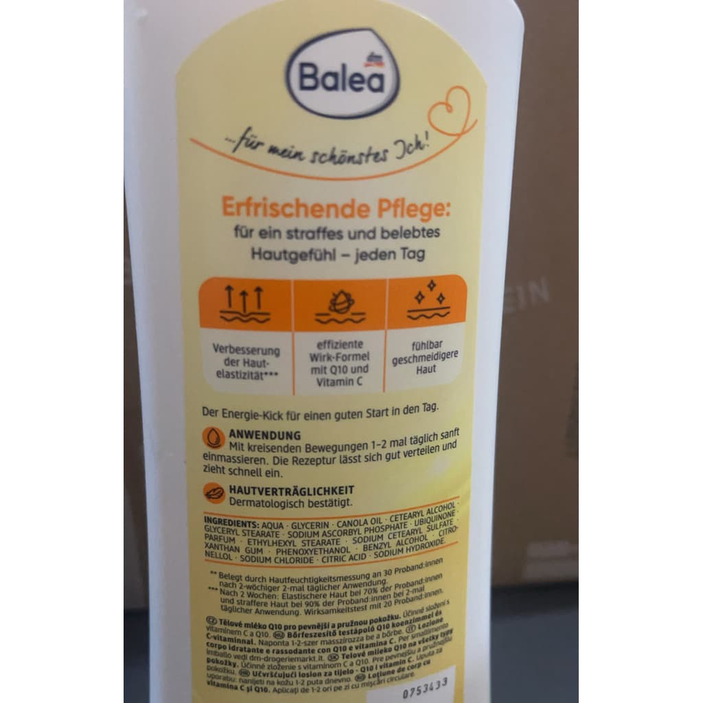 ช่วยเรื่องกระชับ จุดด่างดำ Balea Q10 Bodylotion 400ml.โลชั่นบำรุงผิวกายจาก เยอรมัน รูปที่ 5