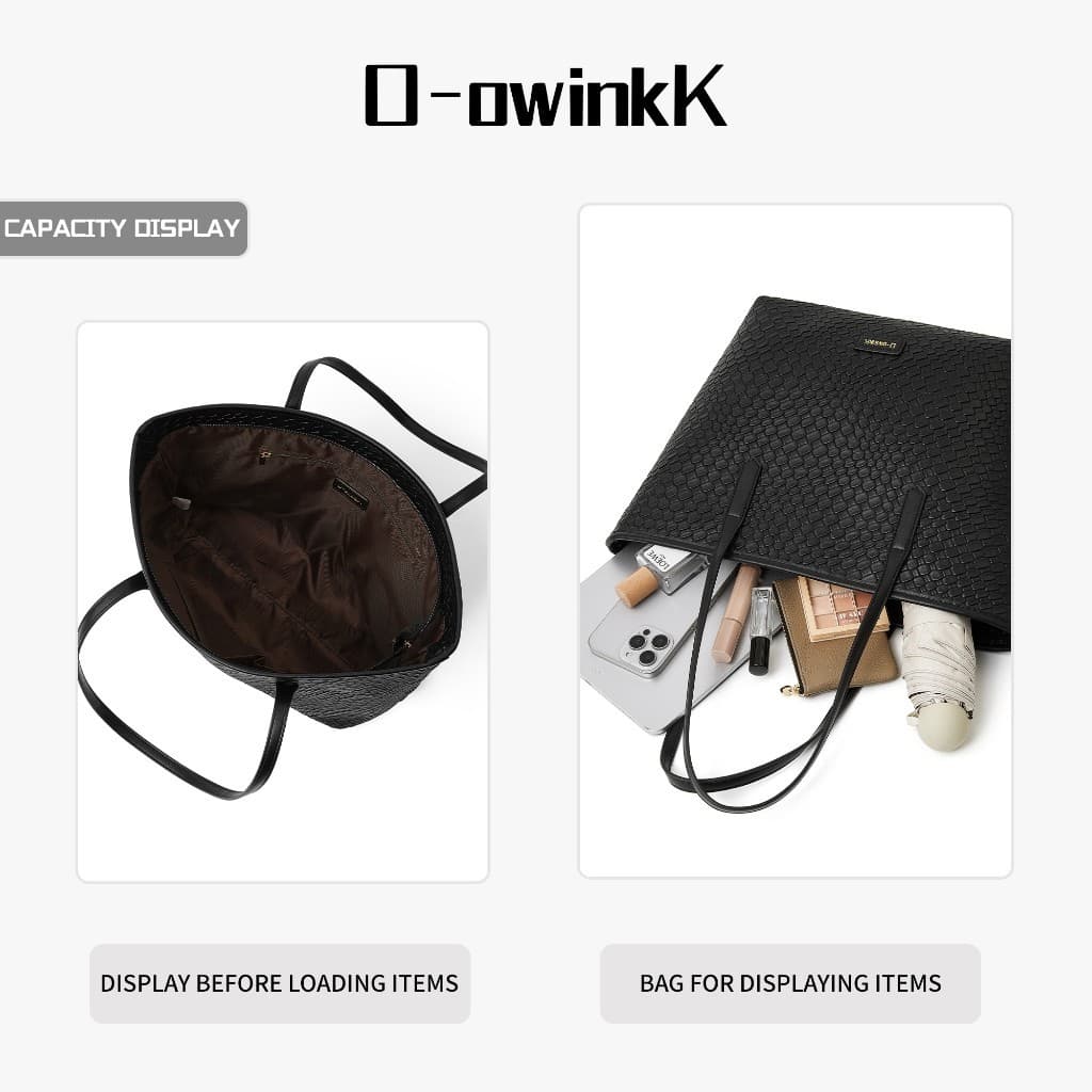 O-owinkK Tote Bag ความจุใหญ่ วัสดุแข็งแรง น้ำหนักเบา มีซิปปิด รูปที่ 7