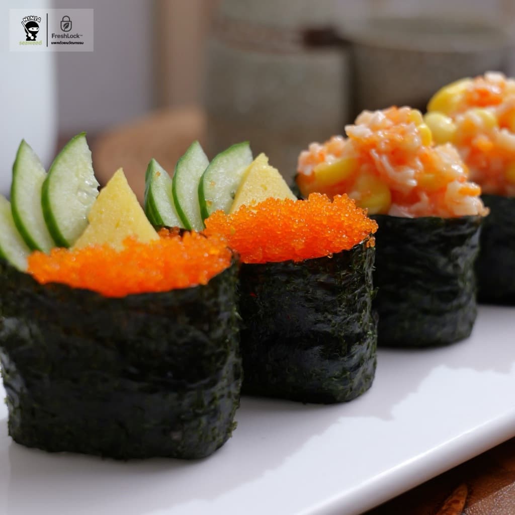 เซ็ทปาร์ตี้ 4 ชิ้น ได้ ยำสาหร่าย 500 กรัม ปูอัด ไข่หวาน และไข่กุ้ง 100 กรัม แถมโชยุ 10 ซอง และ วาซาบิ 4 ซอง รูปที่ 5