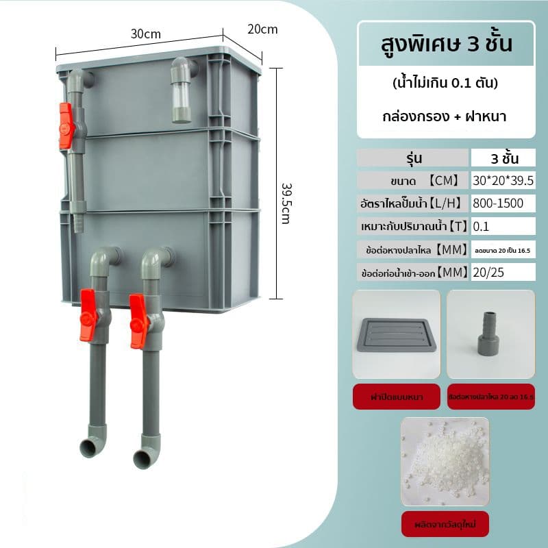 กล่องกรองน้ำ กรองน้ำอย่างมีประสิทธิภาพ ทำให้น้ำสะอาด กรองบ่อปลา กล่องกรองตู้ปลา กรองตู้ปลา ออกซิเจนปลา เพิ่มออกซิเจน รูปที่ 9