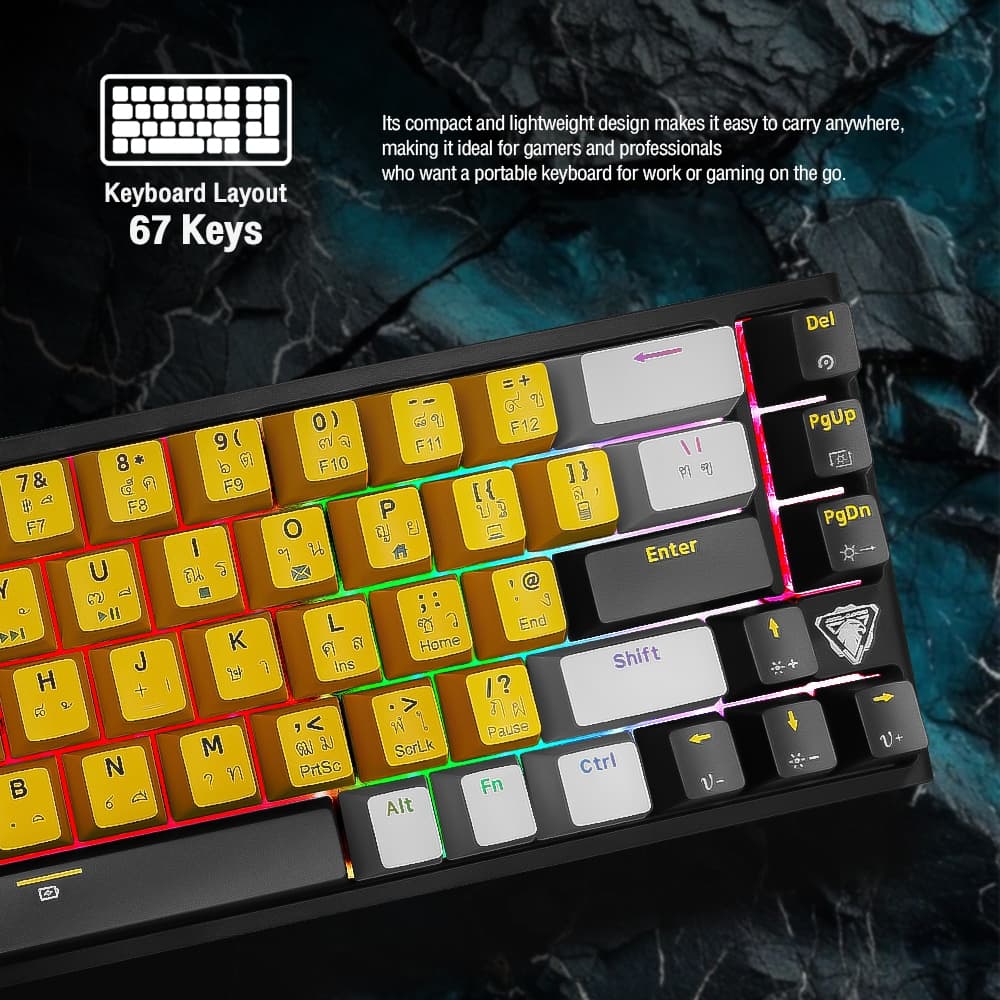 JEDEL WKL103 Mechanical Keyboard 67 Keys TH/EN มี Knob ปรับเสียง Red Switch ไฟRGB 22 โหมด Anti-Ghosting รูปที่ 3