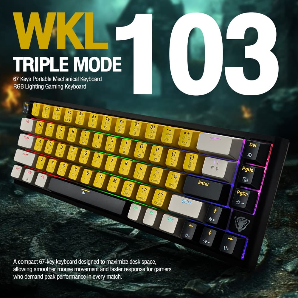 JEDEL WKL103 Mechanical Keyboard 67 Keys TH/EN มี Knob ปรับเสียง Red Switch ไฟRGB 22 โหมด Anti-Ghosting รูปที่ 1