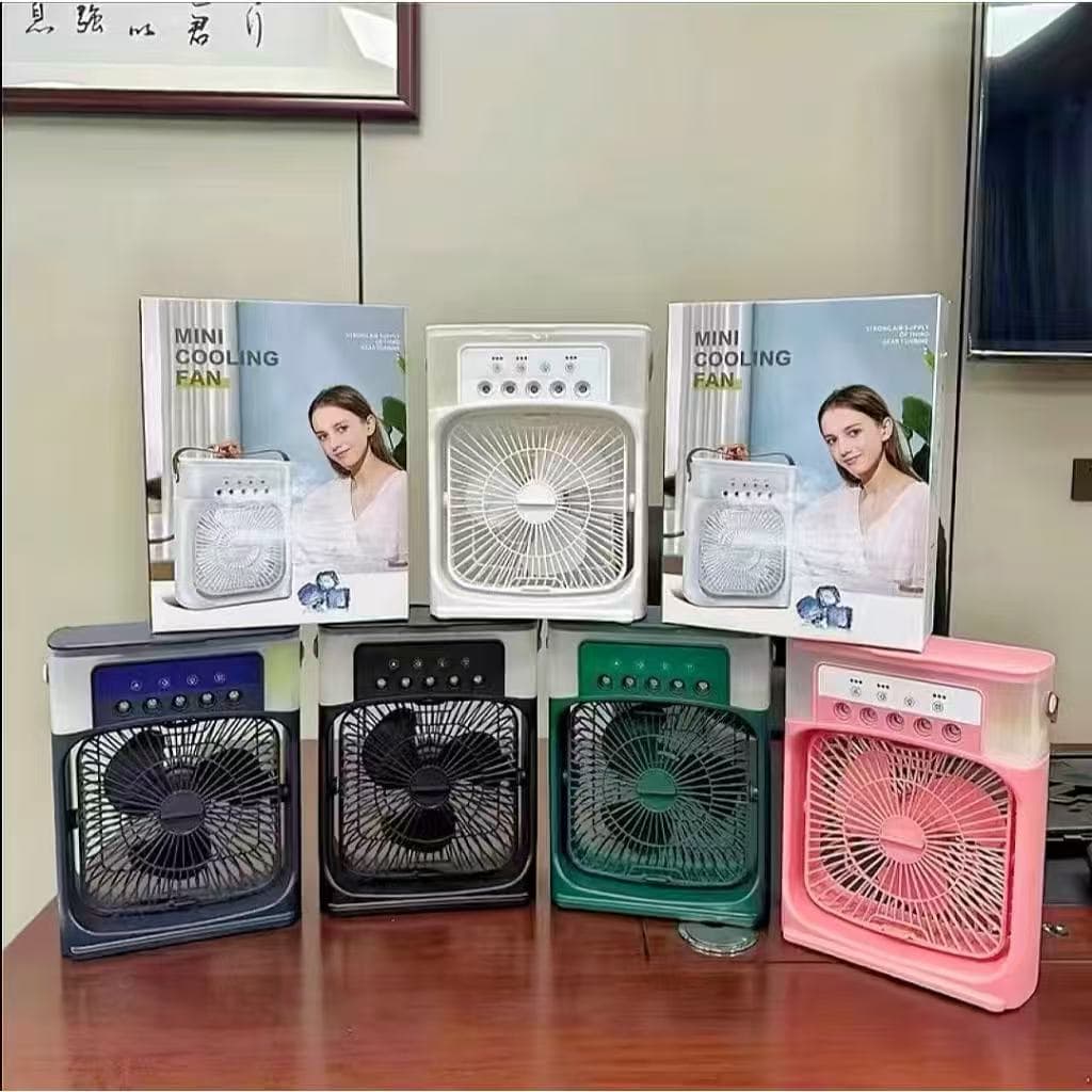 ลดล้างสต็อก! พัดลมไอน้ำ พัดลมตั้งโต๊ะ 3in1 แรงลม 3 ระดับ พร้อมไอน้ำลดความร้อน มีไฟ 7 สี ตั้งเวลาได้ ส่งจากไทย รูปที่ 2
