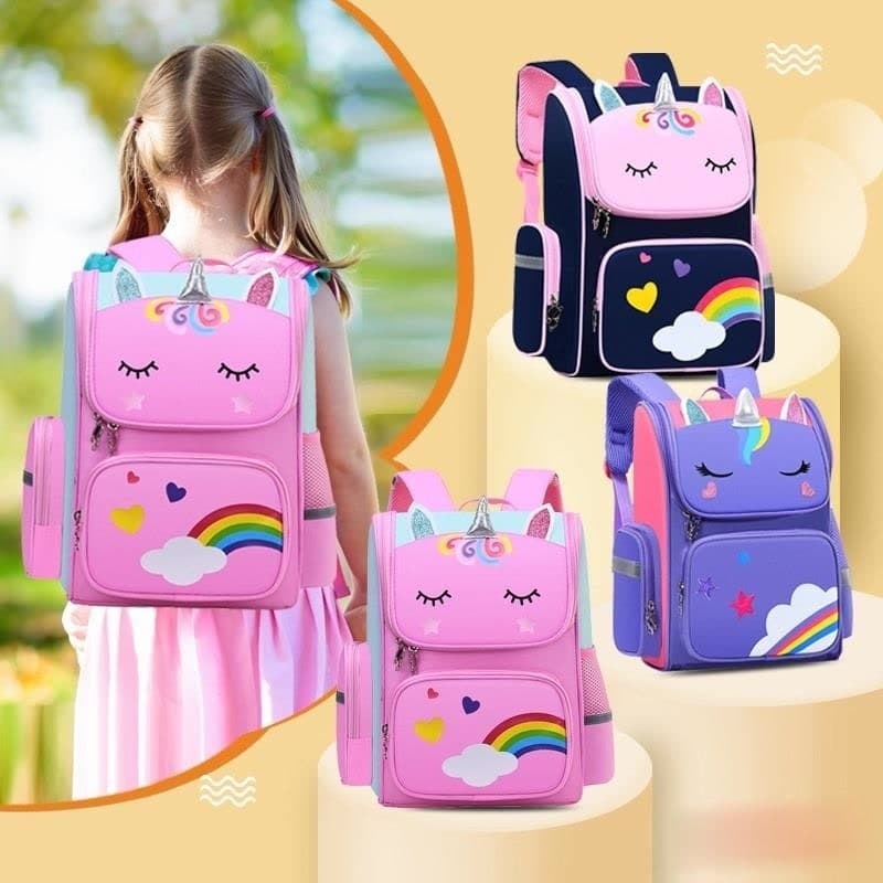 AKAM เด็กหญิง Unicorn Schoolbag กระเป๋าเป้สะพายหลังโรงเรียนการ์ตูนสำหรับเด็กหญิง รูปที่ 2