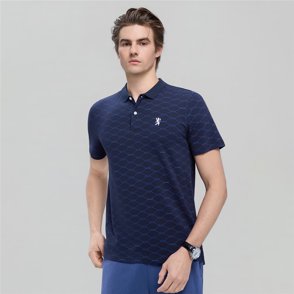 GIORDANO เสื้อโปโลผู้ชาย Men's Lion Slim All Over Printed Polo 01016204 รูปที่ 2