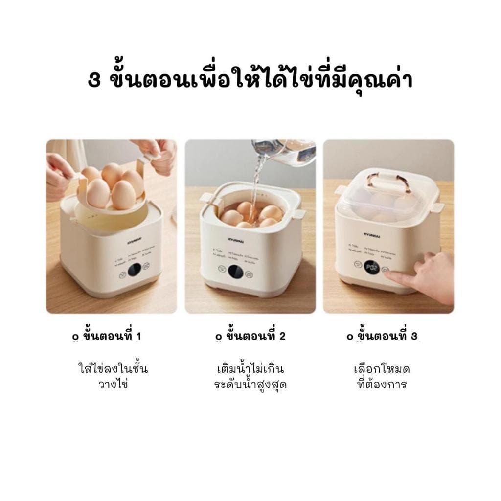 HYUNDAI เครื่องต้มไข่แบบมัลติฟังก์ชั่นอัตโนมัติ /เครื่องนึ่งไข่พร้อม 6 โหมดที่แตกต่างกัน 24 เวลาที่ตั้งไว้ล่วงหน้า รูปที่ 8
