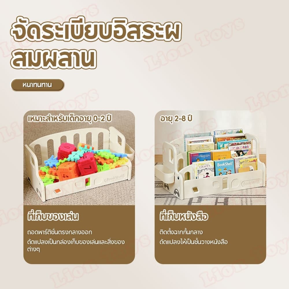 LionToys ชั้นวางหนังสือเด็ก ชั้นหนังสือใส่ของเล่นมินิมอล เป็นลายการ์ตูนรถน่ารัก รูปที่ 6