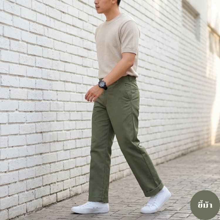 กางเกงDK ขากระบอก 8" ชิโน่ไม่ยืด 4กระเป๋า ไซส์ใหญ่ 28-44" ผ้าเวสปอทย์ กางเกงเทคนิค รูปที่ 2