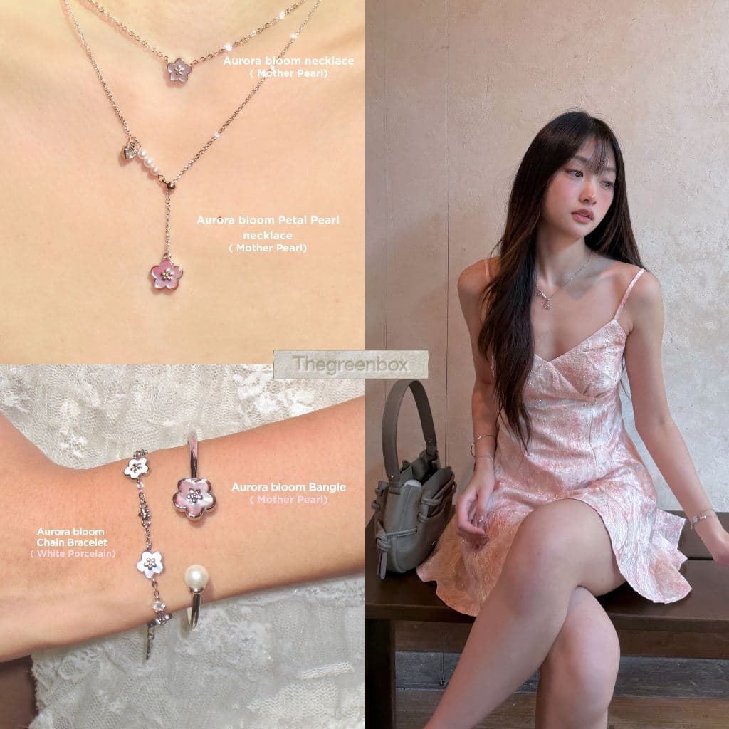 สร้อยคอ Aurora Bloom Petal Pearl Necklace วัสดุพิเศษ Mother of Pearl - The Green Box รูปที่ 7