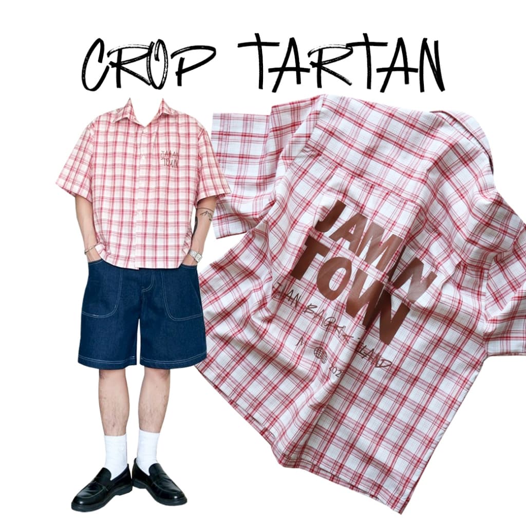 JAMANBKK / CROP TARTAN / เสื้อเชิ้ตทรง Oversize Crop ลายสก็อต รูปที่ 1
