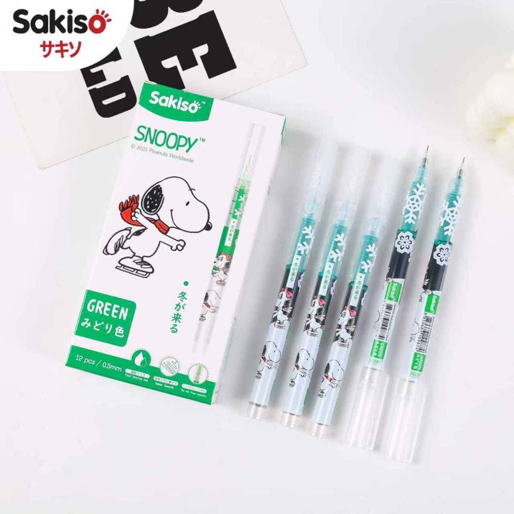 Sakiso ปากกาโรลเลอร์บอล หมึก 8 สี หมึกแห้งไว หัว 0.5 mm. ลายลิขสิทธิ์แท้ Snoopy รูปที่ 2