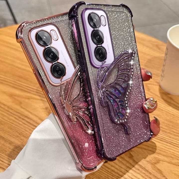 เคสขาตั้ง สำหรับ VIVO Y31D Y500i Y05 Y11D V70FE Y29 Y29S Y04 Y04S Y21D Y31 Y200 Y19S กันกระแทก ผีเสื้อ กริตเตอร์ ตั้งได้ รูปที่ 1