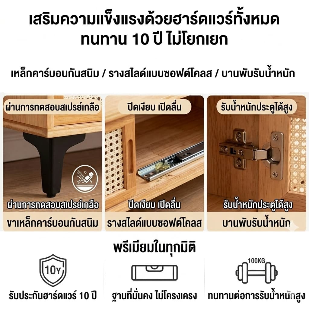 ตู้วางทีวี ชั้นวางทีวี ตู้ทีวีไม้ สามารถจัดเก็บของได้มาก วางทีวี55/65 นิ้วได้ รับน้ำหนัก 500KG รูปที่ 4