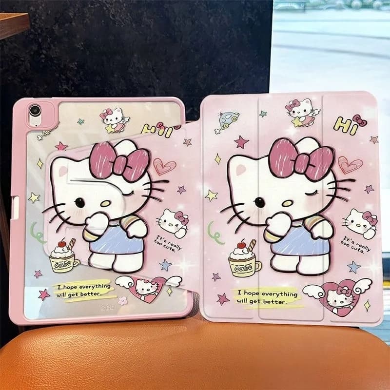 ออกให้ 24 ชมเคสไอแพด การหมุน 360° Hellokitty Gen12 Air7 11 Air8 11 Pro12.9 Gen11 น่ารัก เคสipad รูปที่ 1