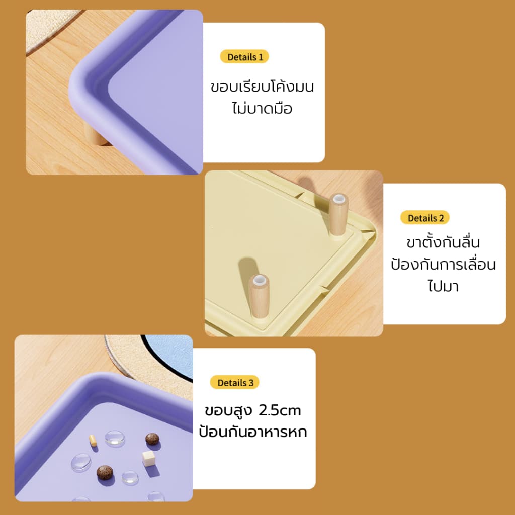 Domdompet โต๊ะวางชามอาหารสัตว์เลี้ยง ถาดวางอาหารยกสูง พร้อมขาตั้งยกสูง ป้องกันการหกเลอะเทอะ รูปที่ 5