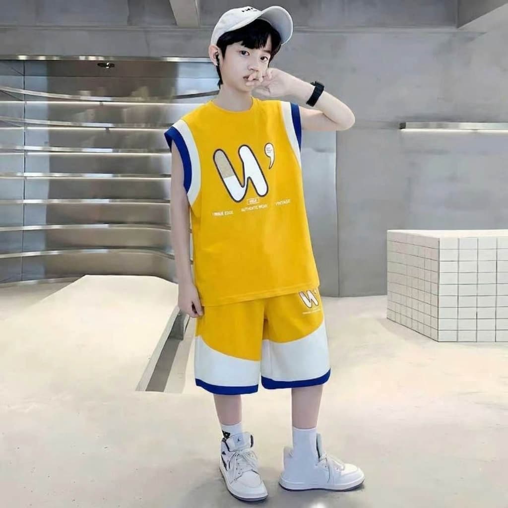 Modeng Baby เซ็ตแขนกุด สกรีนตัว2 สี เสื้อแขนสั้น กางเกงขาสั้น เซท 2 ชิ้น ใส่เที่ยวเท่ห์ๆ ด้วยชุดเซท เนื้อผ้านุ่ม รูปที่ 3