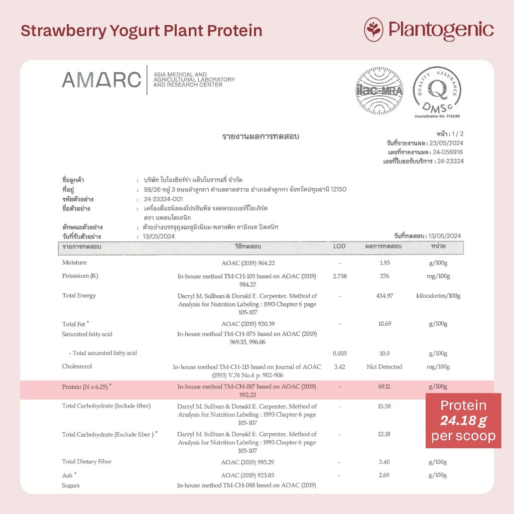 Plantogenic - Strawberry Yogurt Plant Protein โปรตีนพืชสตรอว์เบอร์รี่โยเกิร์ต 24g NON-GMO เปรี้ยวอมหวาน รูปที่ 2