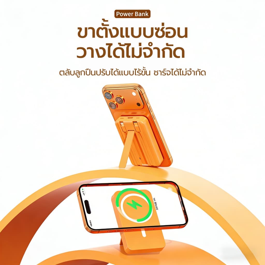 Magnetic Powerbank 20000mAh PD22.5W QC3.0 รองรับทุกมือถือ พาวเวอร์แบงค์ไร้สาย ที่ชาร์จไร้สาย รูปที่ 4
