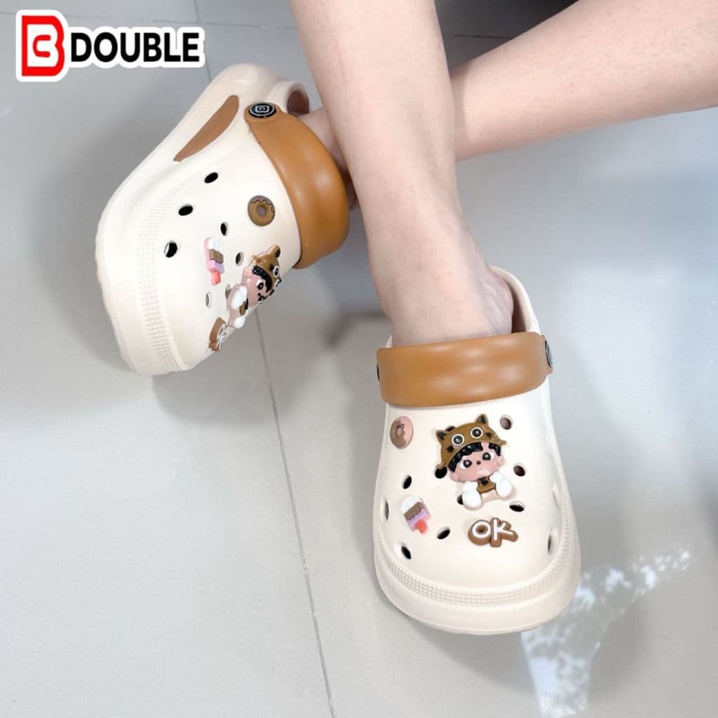 BB DOUBLE รุ่นOW022-5 รองเท้าหัวโตผู้หญิง ฟรีตัวติดการ์ตูนสุดน่ารัก เสริมส้นสูง 3cm. รูปที่ 6