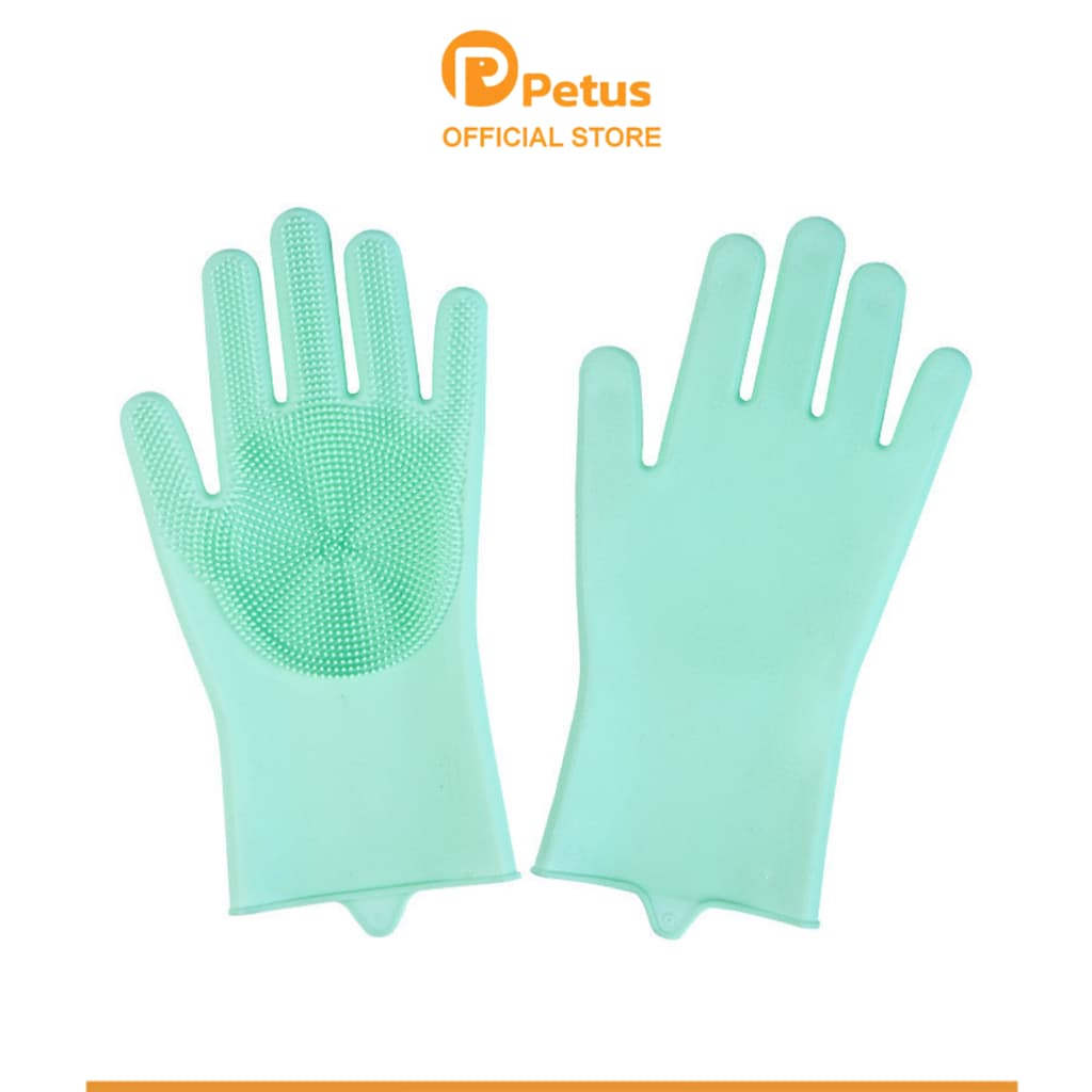 Petus ถุงมือทำความสะอาดสัตว์เลี้ยง ถุงมือซิลิโคน อาบน้ำให้กับสัตว์เลี้ยง เป็นมิตรต่อผิวหนัง รูปที่ 1