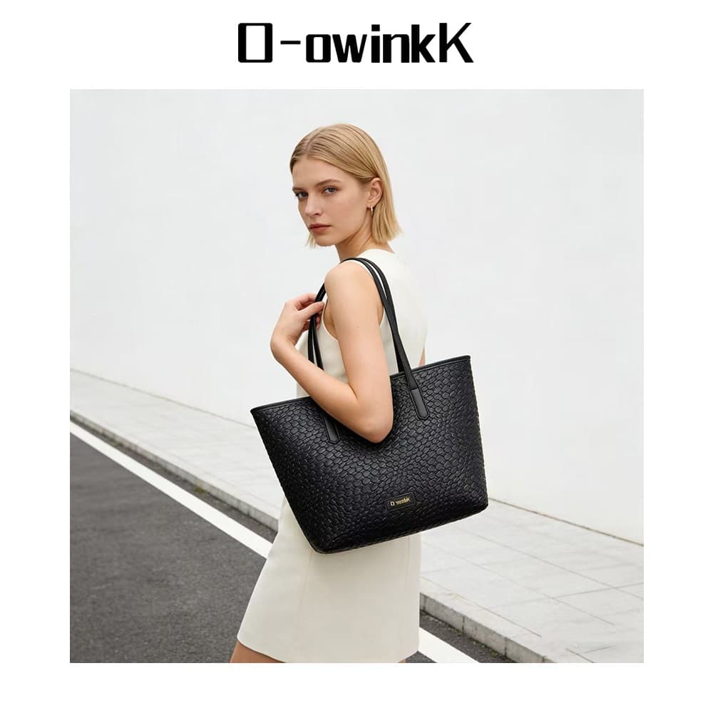 O-owinkK Tote Bag ความจุใหญ่ วัสดุแข็งแรง น้ำหนักเบา มีซิปปิด รูปที่ 2