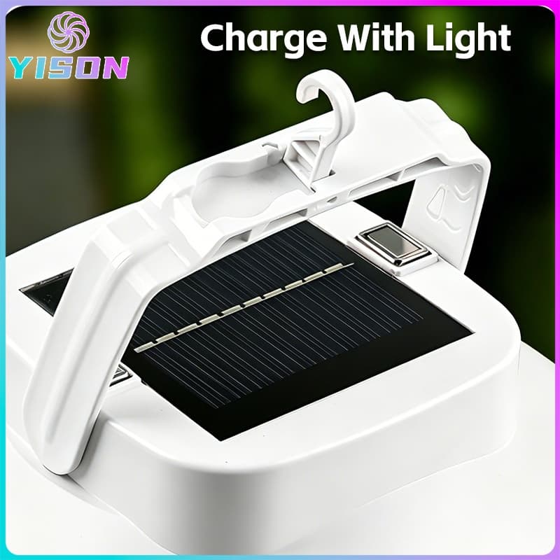 YISON หลอดไฟไร้สาย LED 880000W ไฟแคมป์ปิ้งไฟตุ้ม โซลาเซลล์ ชาร์จแสงอาทิตย์/ชาร์จแบต USB พกพกใช้ยามฉุกเฉินBULB LAMP SOLAR รูปที่ 5