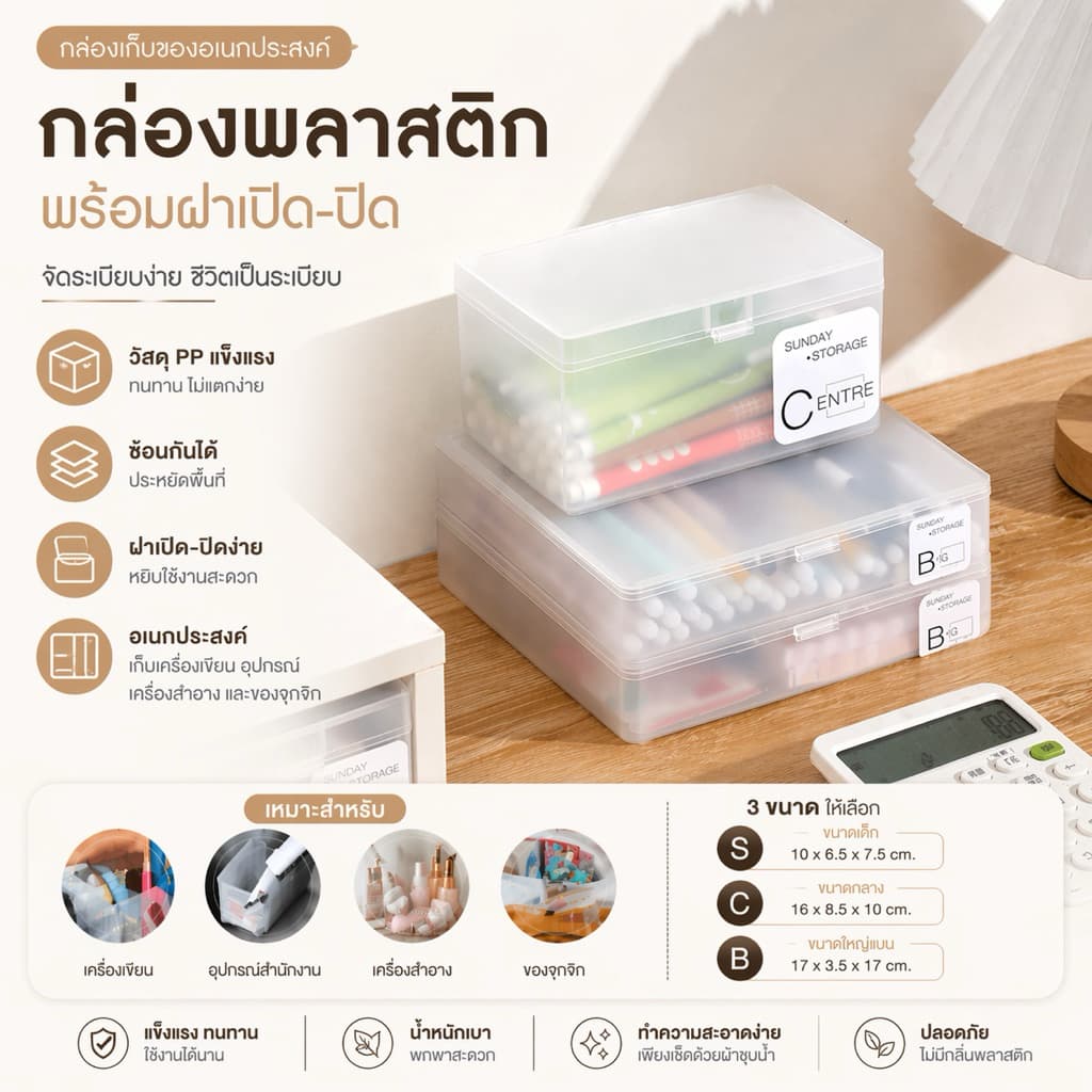 Storage Box – กล่องพลาสติกใสเก็บของจิ๋ว | กล่องนามบัตร การ์ด เครื่องประดับ รูปที่ 1