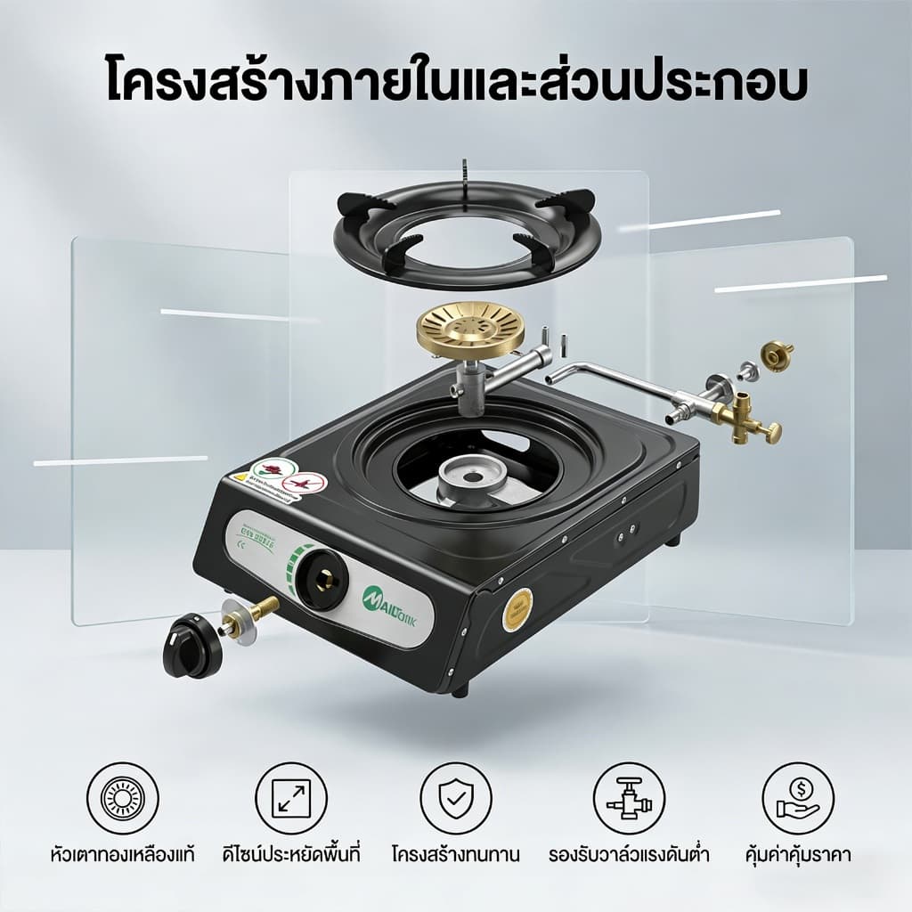 MAILTANK เตาแก็ส IK03 เตาแก๊สหัวเดี่ยว เตาแก๊สพกพา ขนาดกะทัดรัด ไฟแรง ประหยัดแก๊ส รูปที่ 6