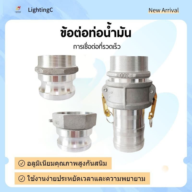 ท่อน้ำ ท่อเกลียว อลูมิเนียมอัลลอยด์ ข้อต่อสวมเร็ว เกลียวภายนอก 1 นิ้ว/2 นิ้ว/2.5 นิ้ว/3 นิ้ว/4 นิ้ว รูปที่ 3