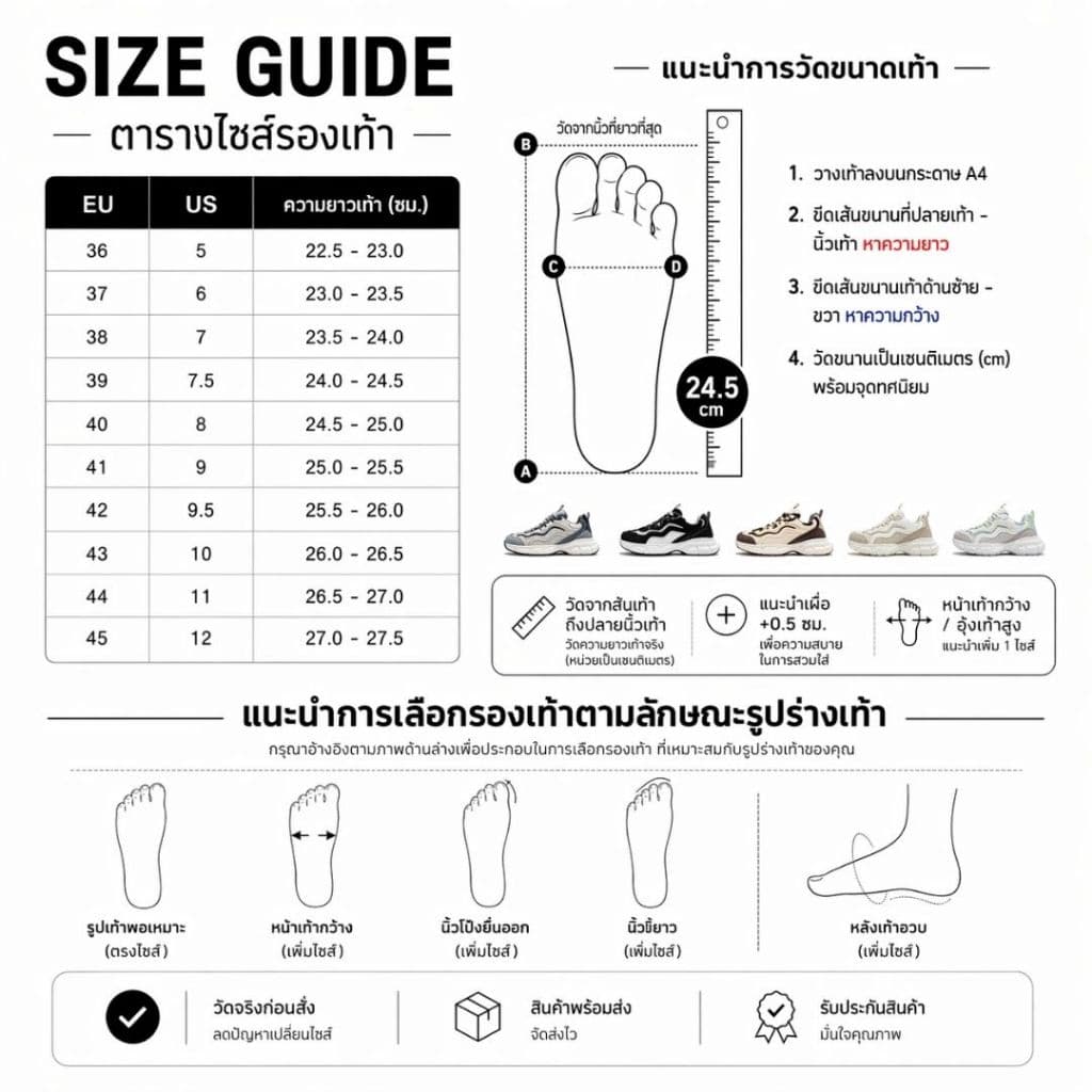 รองเท้าผ้าใบผู้หญิง Retro Sneakers สไตล์เกาหลี พื้นนุ่ม ใส่สบาย กันลื่น รูปที่ 9