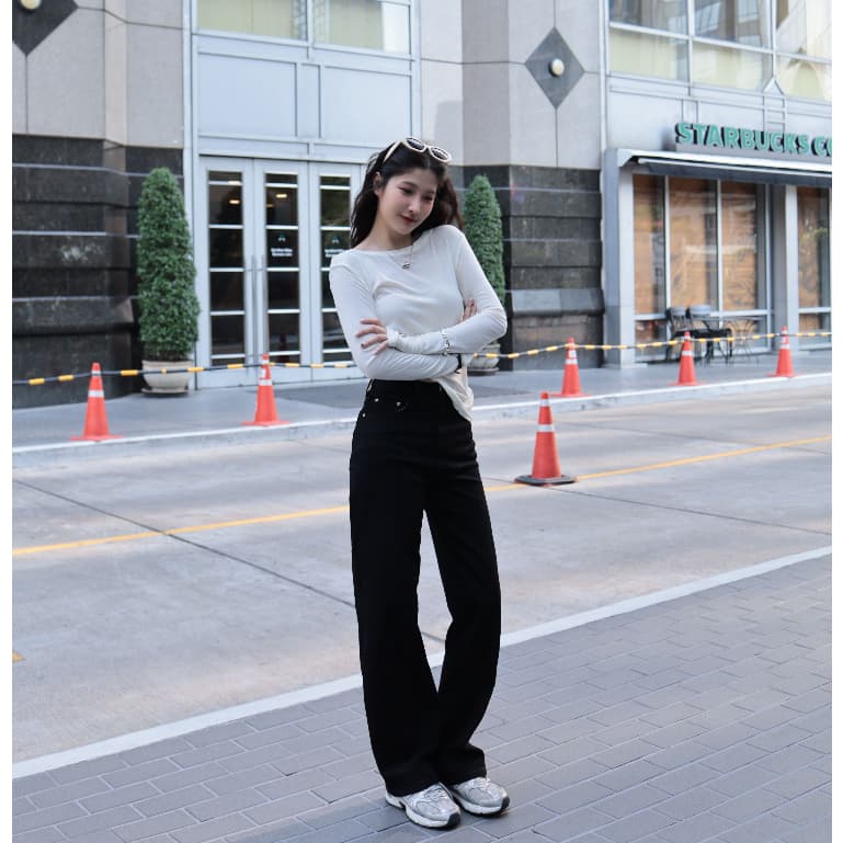ยีนส์ Nammon jeans F50-F51 กางเกงยีนส์ขากระบอกใหญ่เรียบ - ผ้ายืด รูปที่ 8
