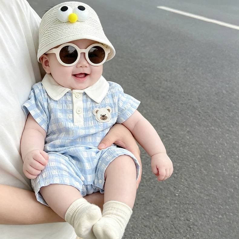 NT BABY-231 ชุดจั๊มสูทเด็กลายทางฟ้า คอปกหมีน้อย ลุคคุณหนู ใส่สบาย รูปที่ 4