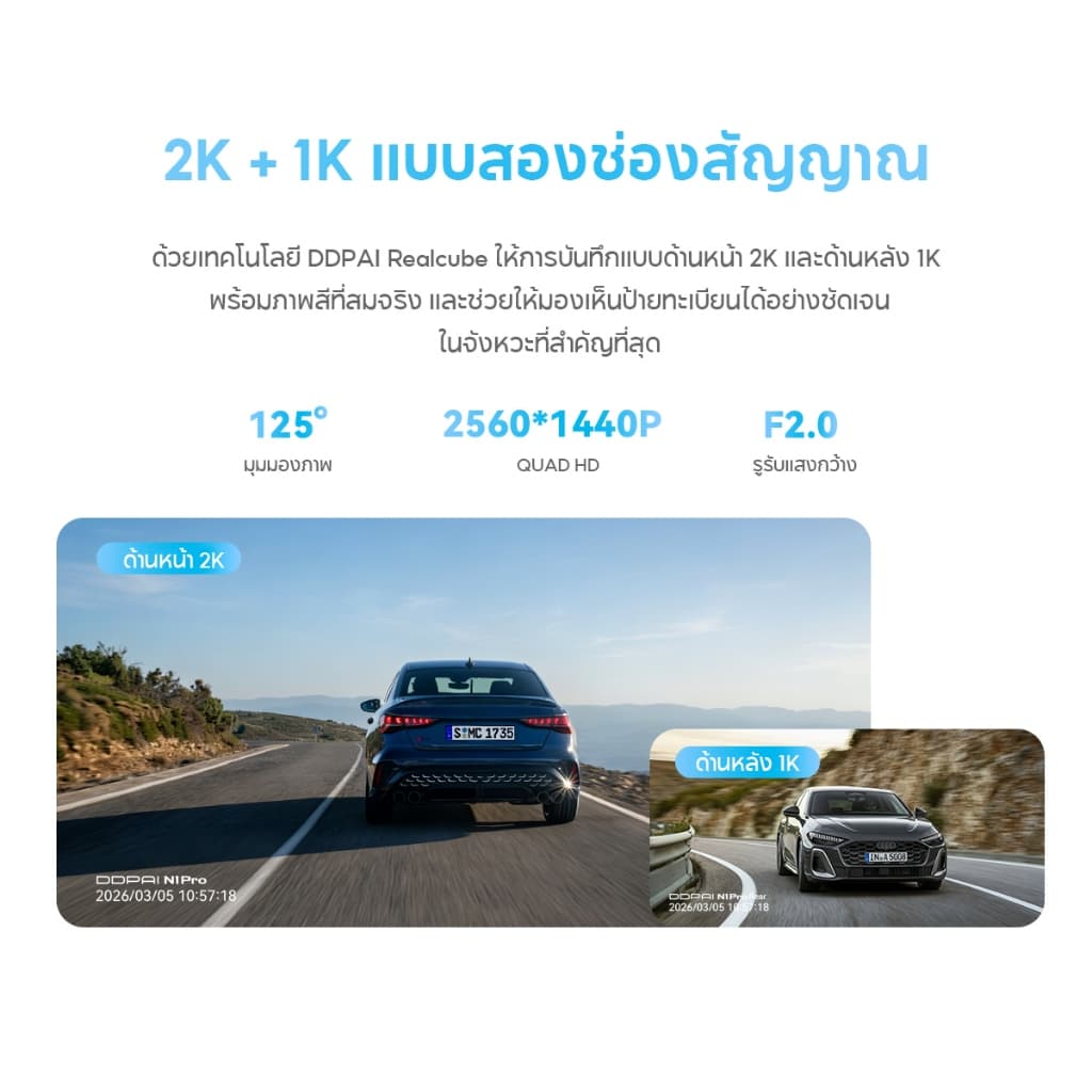 DDPAI N1 Pro Dash Cam กล้องติดรถยนต์ 1296P HD Car Camera 135°การบันทึกมุมกว้างพิเศ ควบคุมผ่าน APP รูปที่ 4