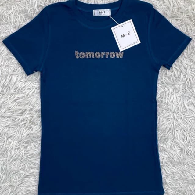 เสื้อยืดคอกลมแขนสั้น รีดเพชรลาย tomorrow ป้าย ME รูปที่ 5