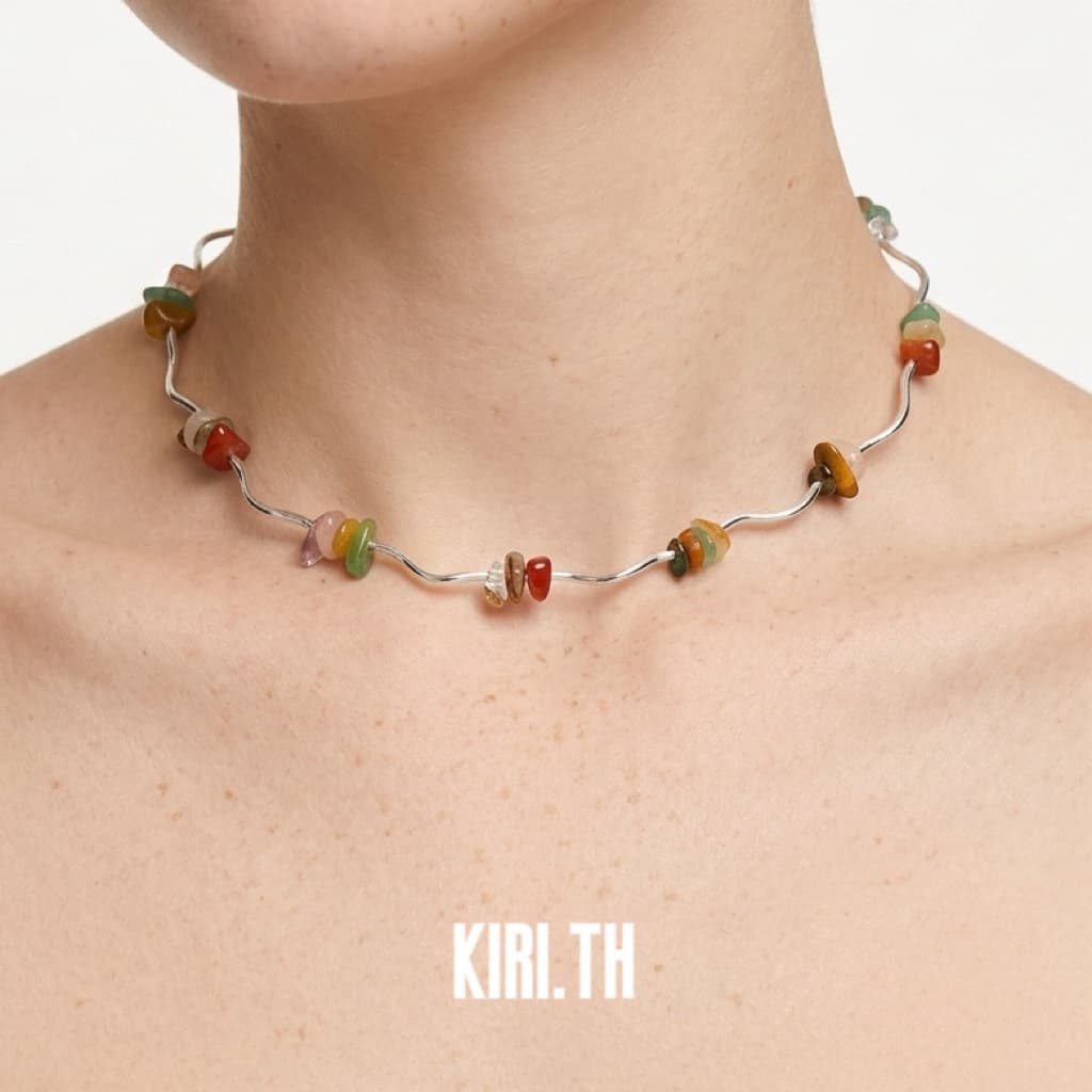 สร้อยลูกปัด สร้อยคอแฮนด์เมด ! สไตล์มินิมอล ปรับสายได้ รูปที่ 2