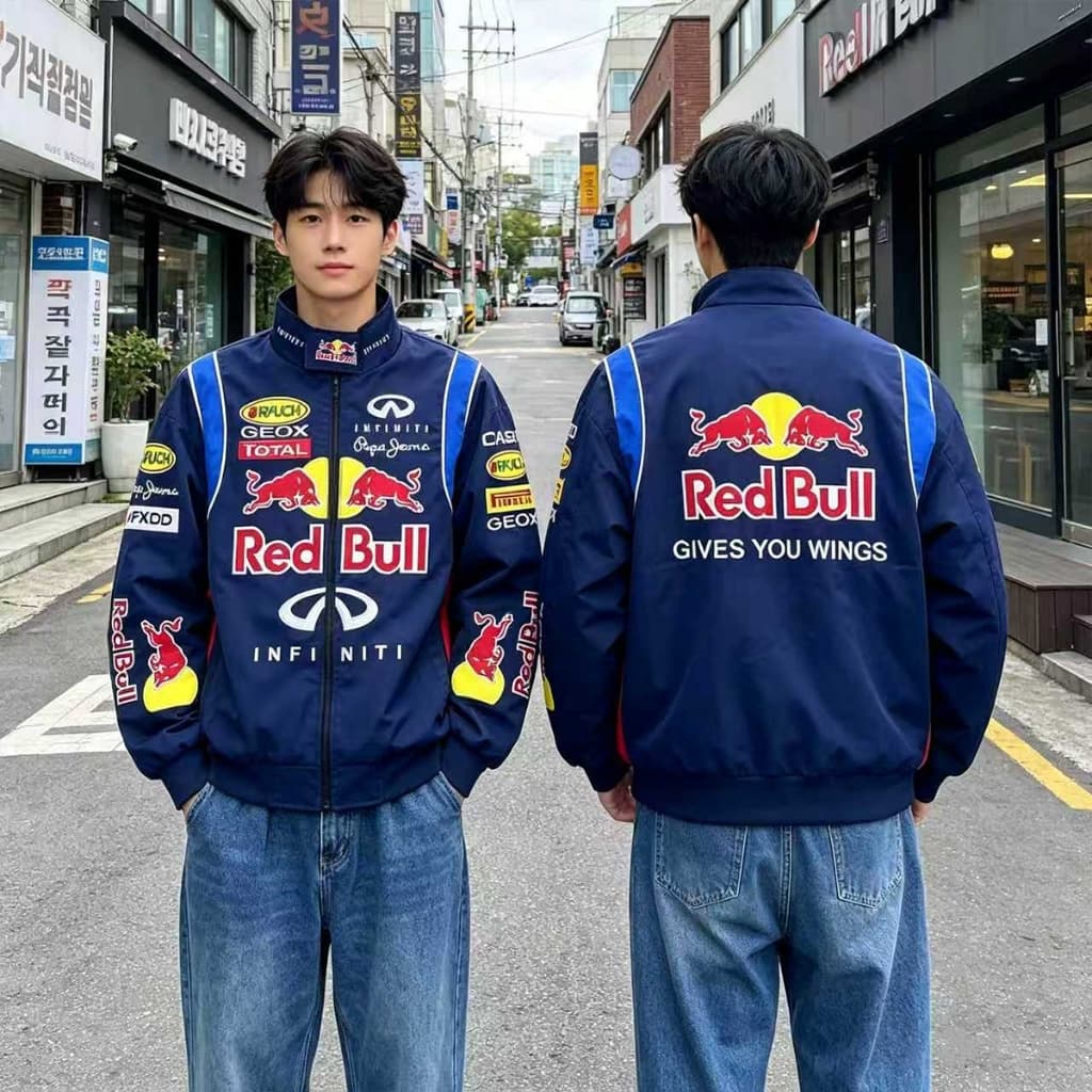 F1 Ferrari แจ็คเก็ต เสื้อแข่งรถ ลำลอง อเมริกันย้อนยุค ปักลาย กันลม แบบมีซิป สำหรับผู้ชายผู้หญิง รูปที่ 4