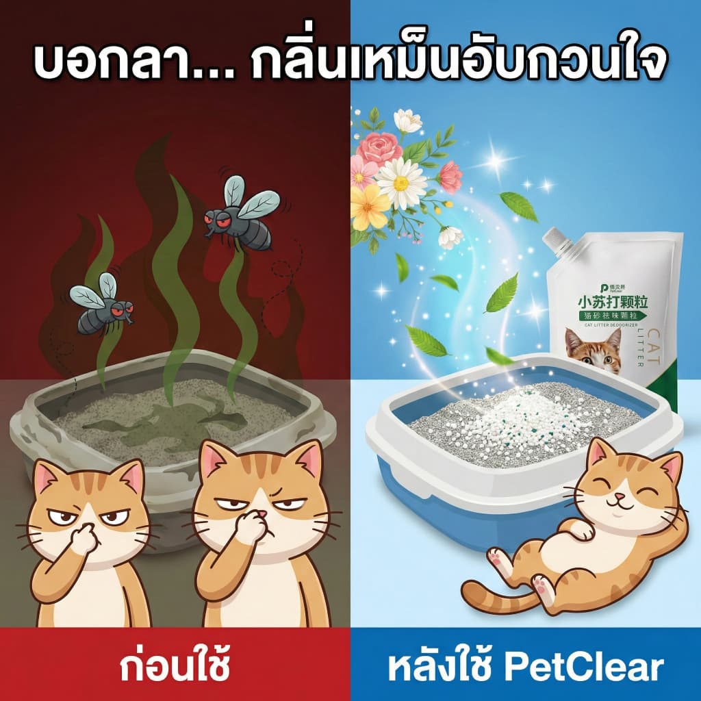 ผงกำจัดกลิ่นทรายแมว PetClear ลดกลิ่นอับ ดับกลิ่นฉี่แรงๆ เอาอยู่! Food Grade ปลอดภัย น้องแ รูปที่ 5