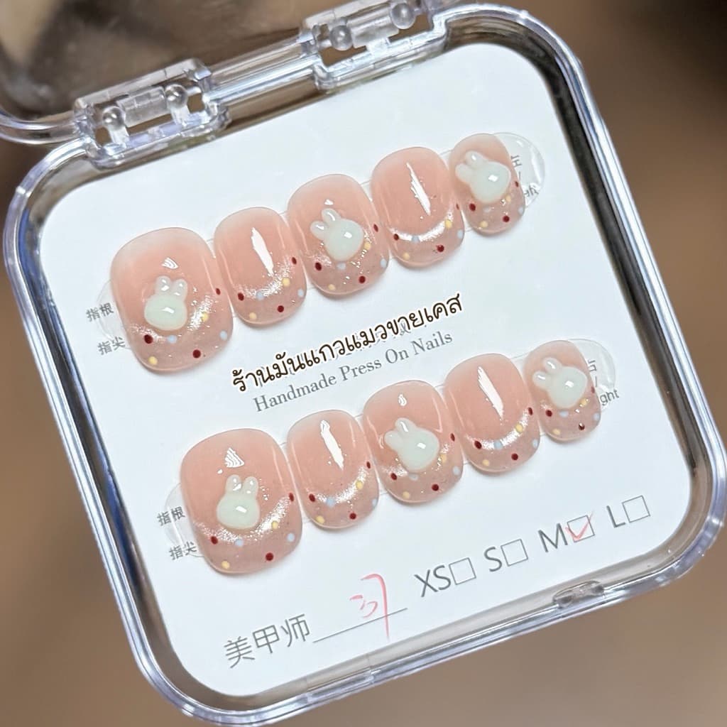 JL248-251 ร้านไทย<ส่งเร็ว> เล็บปลอมงานสีเจล งานHandmade แบบ 10 เล็บ ฟรีชุดอุปกรณ์ติดเล็บ รูปที่ 5