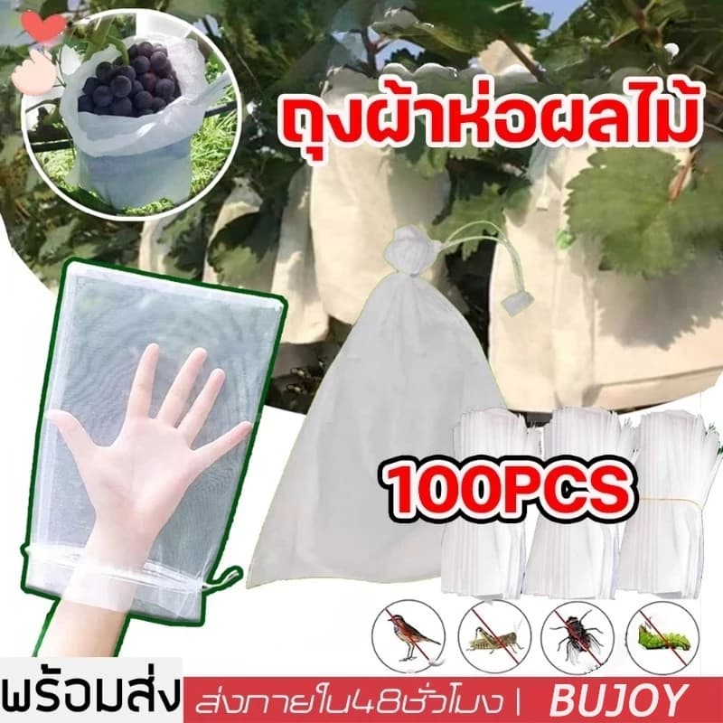 100 ใบถุงห่อผลไม้ ถุงห่อมะม่วง ใช้ห่อกันแมลง เพลี้ย แสงแดดไม่ต้องห่อกระดาษทับ ใช้ซ้ำได้ ไม่มีไอน้ำเกาะในถุง ถุงห่อฝรั่ง รูปที่ 1