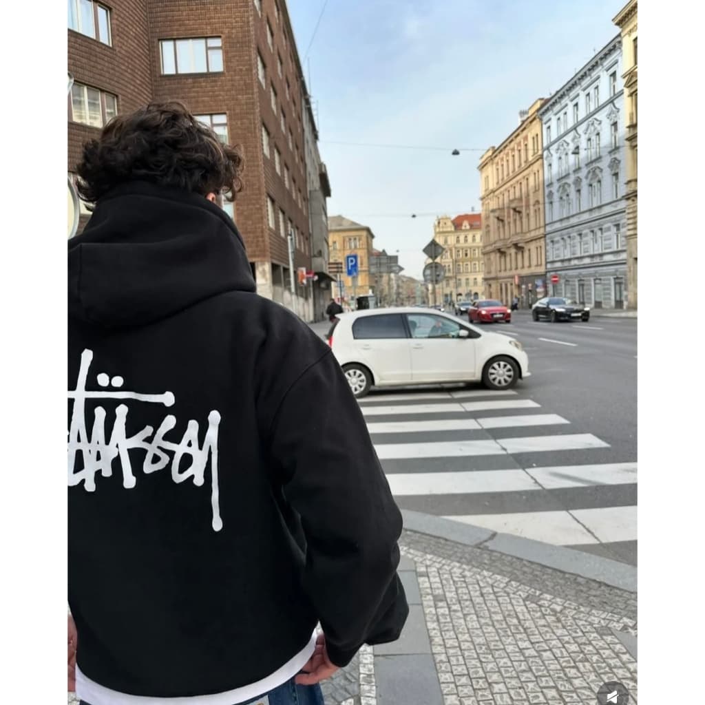 เสื้อสเวตเตอร์มีฮู้ด สำหรับผู้ชายและผู้หญิงSTUSSY BASIC LOGO HOODIE ผ้าฝ้ายแท้เสื้อสวมหัวคู่มีฮู้ดแบรนด์อินเทรนด์ รูปที่ 8