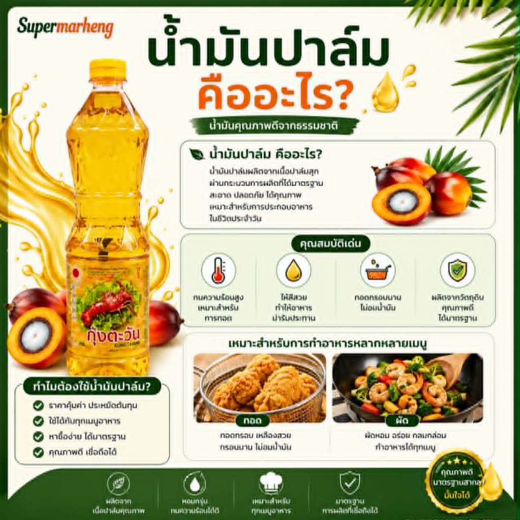 น้ำมันปาล์ม ตรากุ้งตะวัน 1 ลิตร แบบถุง รูปที่ 2