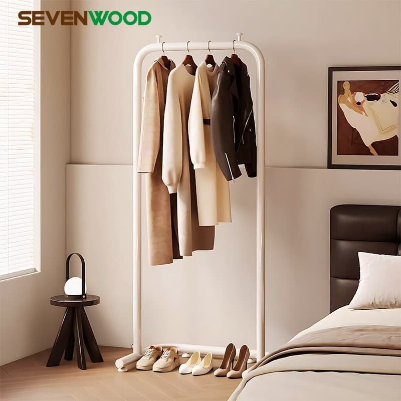 SEVENWOOD ราวแขวนผ้า แขวนกระเป๋า ราวแขวนเสื้ออเนกประสงค์ ชั้นวางเสื้อโค้ทห้องนอน รับน้ำหนักได้มาก โครงเหล็กเเข็งเเรง รูปที่ 1