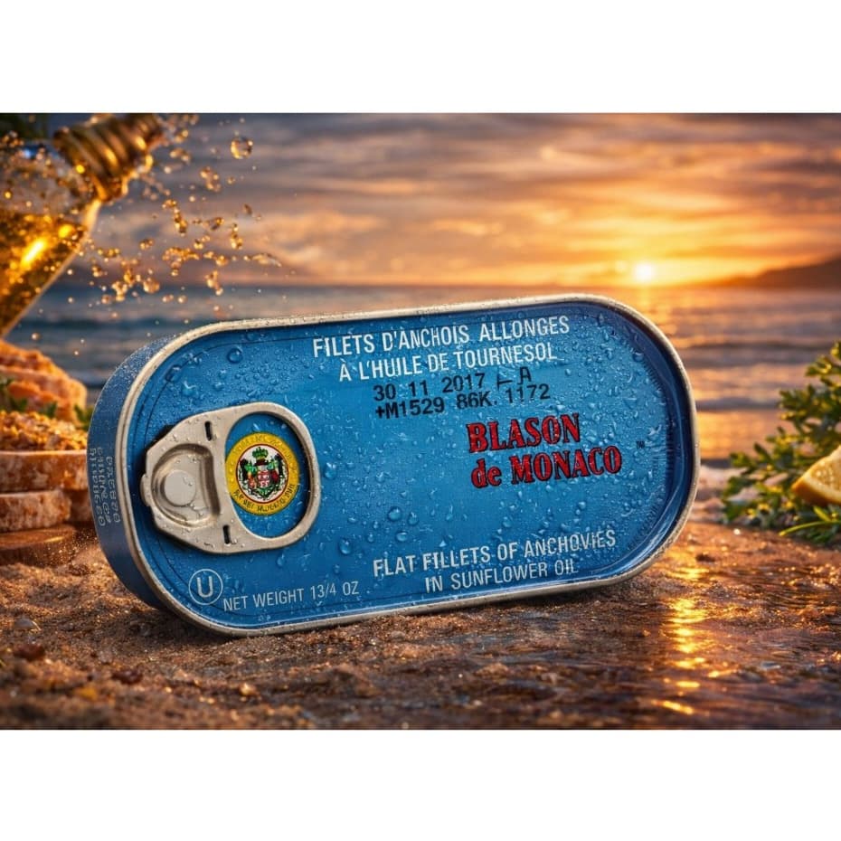 ปลาแองโชวี่ ดองในน้ำมันทานตะวัน ขนาด 50 กรัม Anchovies In Soya Oil 50 g BLASON DE MONACO รูปที่ 1