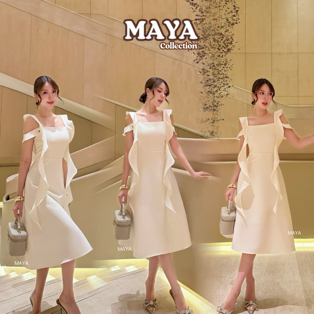 เดรสสั้นไปงาน ชุดไปงาน s-3xlผ้าอัดกาวอยู่ทรงสวย MAYA ดูแพง G153 สะโพกฟรี รูปที่ 3