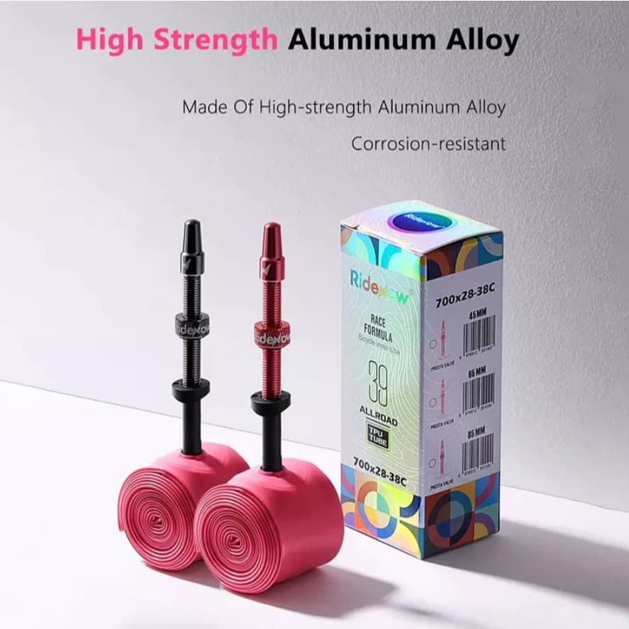 ยางในจักรยานเสือหมอบ ยางในเบา RIDENOW 2024 วาล์วคอมโพสิตTPU+โลหะ 65mm , 85mm 700x18-32C รูปที่ 1