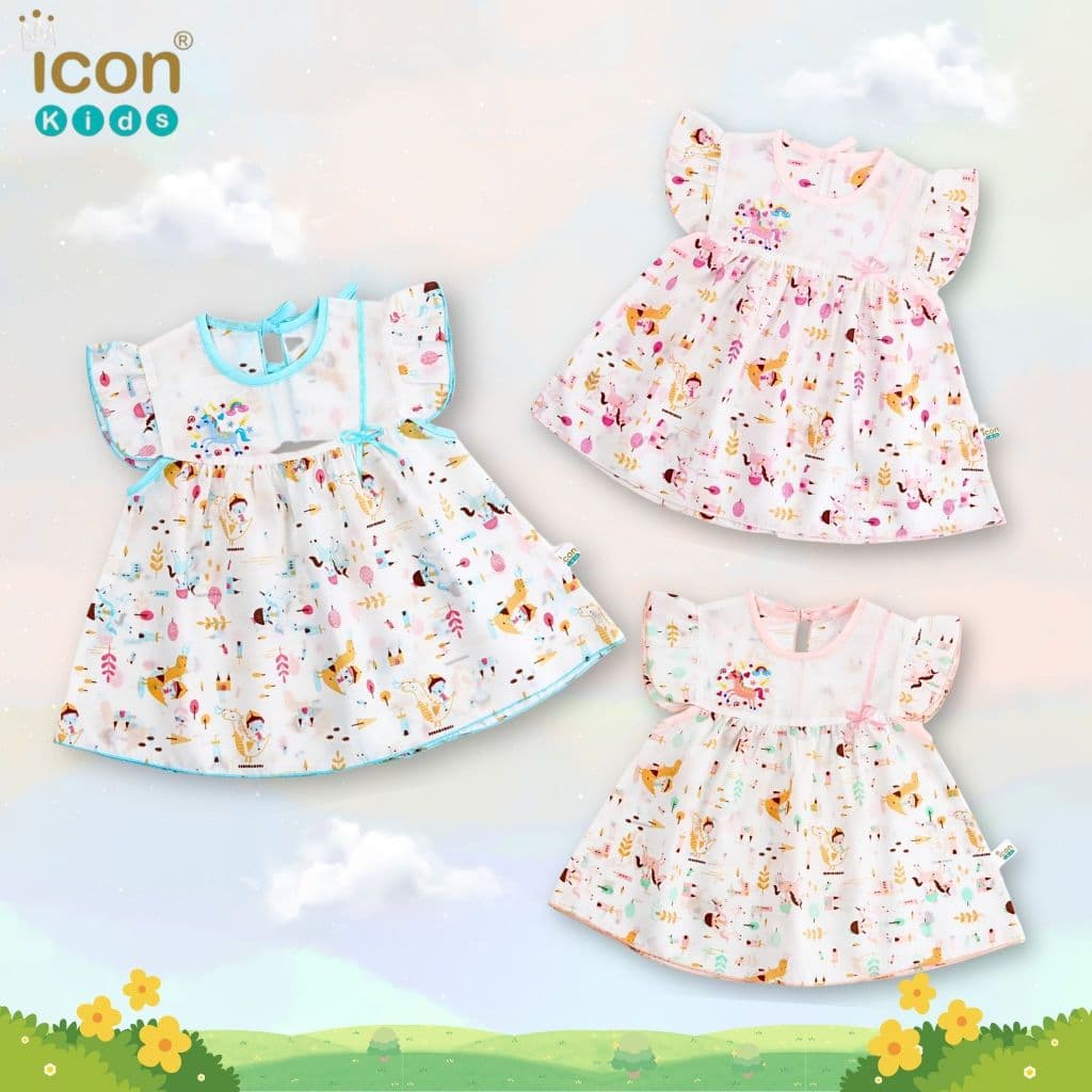 ICON KIDS ชุดกระโปรงลูกสาว 0-12 เดือน ผ้าป่าน น่ารักใส่สบาย จากผ้าฝ้ายธรรมชาติ | Baby trend รูปที่ 4